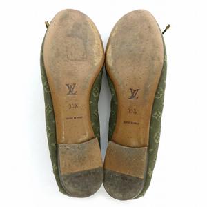 ルイヴィトン LOUIS VUITTON フラットシューズ バレエシューズ モノグラム リボン 35 1/2 23.0 カーキ /MP ■GY19 レディース