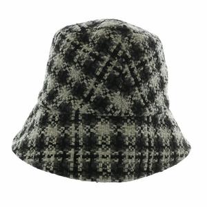 シャネル CHANEL 帽子 バケットハット バケハ ウール ツイード ココマーク シルバー金具 M 黒 ブラック 白 ホワイト /XZ ■GY17 レディース