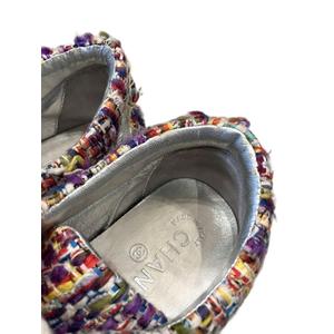 シャネル CHANEL ツイード メタリック スニーカー 36 黄色 イエロー