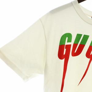 グッチ GUCCI ブレード Tシャツ カットソー 半袖 ロゴ プリント オーバーサイズ S 白 ホワイト ■GY18 /MQ メンズ