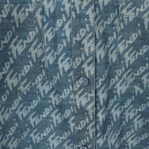 フェンディ FENDI FLF641 AJK2 ロゴ総柄 半袖デニムシャツ IT38 青 /MI  