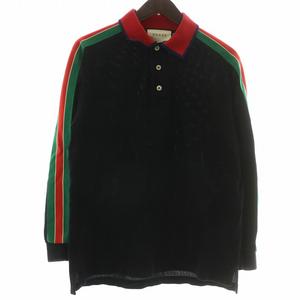 グッチ GUCCI ポロシャツ 長袖 シェリーライン ロゴ XS 黒 ブラック 545784 XJAG4 /XZ ■GY17 メンズ