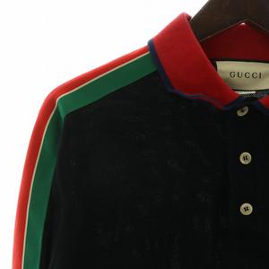 グッチ GUCCI ポロシャツ 長袖 シェリーライン ロゴ XS 黒 ブラック 545784 XJAG4 /XZ ■GY17 メンズ