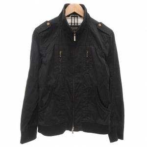 バーバリーブラックレーベル BURBERRY BLACK LABEL ジャケット ブルゾン ジップアップ  裏地チェックエポレット M 黒 ブラック /AE ■GY47 メンズ
