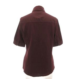バーバリー BURBERRY シャツ ブラウス ロゴ刺繍 半袖 2 ボルドー /AE ■GY47 レディース