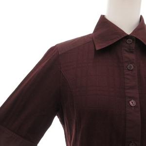 バーバリー BURBERRY シャツ ブラウス ロゴ刺繍 半袖 2 ボルドー /AE ■GY47 レディース