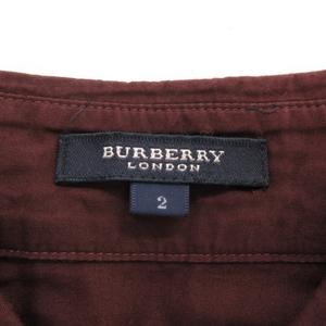 バーバリー BURBERRY シャツ ブラウス ロゴ刺繍 半袖 2 ボルドー /AE ■GY47 レディース