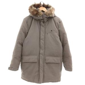 バーバリーブラックレーベル BURBERRY BLACK LABEL ダウンジャケット フォックスファー フード ロゴ刺繍 M グレージュ /AE ■GY47 メンズ