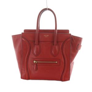 セリーヌ CELINE ラゲージ マイクロショッパー トートバッグ ハンド バッグ レザー 赤 レッド ■GY37 /MQ ■OH レディース