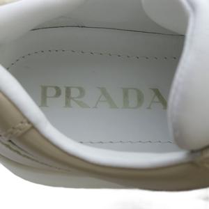 プラダ PRADA ダウンタウン ボールド レザー スニーカー ローカット プラットフォーム 三角ロゴプレート 37 ホワイト ベージュ 1E792M /YO12 レディース