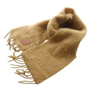 ロエベ LOEWE スカーフ モヘア&ウール マフラー フリンジ 茶色 ブラウン /SR38 ■OH レディース