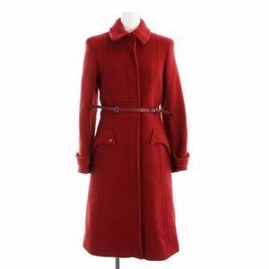 マックスマーラ MAX MARA 白タグ ウールコート 長袖 ロング アンゴラ混 総裏地 レザーベルト付き 36 XS 赤 レッド ■GY17 /MQ レディース