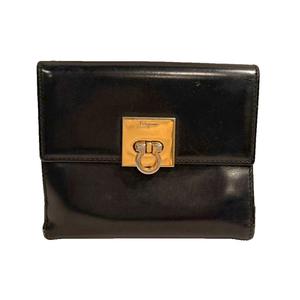サルヴァトーレフェラガモ Salvatore Ferragamo 二つ折り財布 レザー メンズ 黒 ブラック ■GY99 メンズ