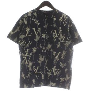 ルイヴィトン LOUIS VUITTON LV リーフディスチャージ Tシャツ カットソー 半袖 クルーネック ロゴ 総柄 M 紺 ネイビー ベージュ RM202M UYM HJY04W /XZ ■GY18 メンズ