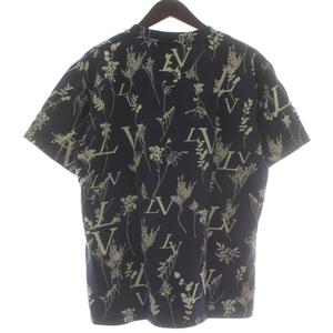 ルイヴィトン LOUIS VUITTON LV リーフディスチャージ Tシャツ カットソー 半袖 クルーネック ロゴ 総柄 M 紺 ネイビー ベージュ RM202M UYM HJY04W /XZ ■GY18 メンズ