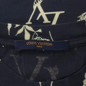 ルイヴィトン LOUIS VUITTON LV リーフディスチャージ Tシャツ カットソー 半袖 クルーネック ロゴ 総柄 M 紺 ネイビー ベージュ RM202M UYM HJY04W /XZ ■GY18 メンズ