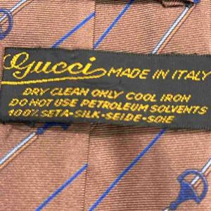 グッチ GUCCI オールドグッチ ネクタイ シルク ビット柄 茶 ブラウン ■GY99 メンズ