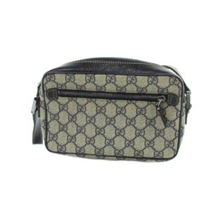 グッチ GUCCI 162910 002122 シェリーライン ショルダーバッグ GG柄 PVC レザー グレー 紺 ネイビー ■GY12 /MQ ■OH レディース