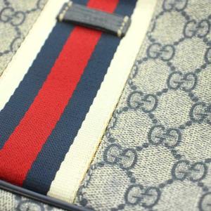 グッチ GUCCI 162910 002122 シェリーライン ショルダーバッグ GG柄 PVC レザー グレー 紺 ネイビー ■GY12 /MQ ■OH レディース