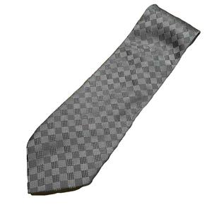 グッチ GUCCI ネクタイ シルク チェック柄 シルバーカラー ■GY99 メンズ