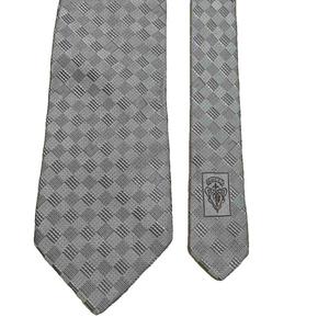 グッチ GUCCI ネクタイ シルク チェック柄 シルバーカラー ■GY99 メンズ