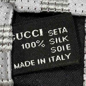 グッチ GUCCI ネクタイ シルク チェック柄 シルバーカラー ■GY99 メンズ