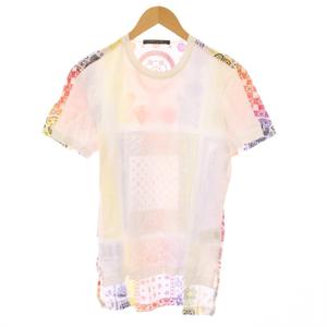 ルイヴィトン LOUIS VUITTON フラグメント ペイズリー モノグラム Tシャツ 半袖 クルーネック 切替 XS 白 ホワイト マルチカラー /BB メンズ