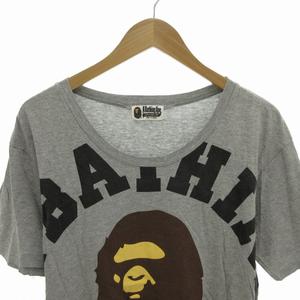 アベイシングエイプ A BATHING APE Tシャツ カットソー ビッグ猿フェイス ロゴプリント グレー /FT メンズ