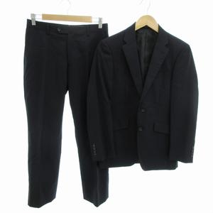 パッゾ PAZZO ビジネススーツ セットアップ ジャケット パンツ 総裏 2B シャドーストライプ ウール シルク混 88YA4 黒 ブラック /HO□ 0404 メンズ