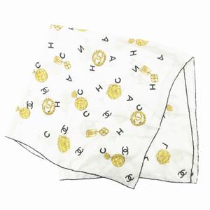 シャネル CHANEL スカーフ チーフ ココマーク ジュエリー柄 総柄 ロゴ 白 ホワイト /GV ☆AA★ レディース