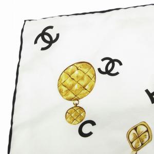 シャネル CHANEL スカーフ チーフ ココマーク ジュエリー柄 総柄 ロゴ 白 ホワイト /GV ☆AA★ レディース