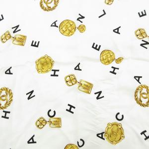 シャネル CHANEL スカーフ チーフ ココマーク ジュエリー柄 総柄 ロゴ 白 ホワイト /GV ☆AA★ レディース