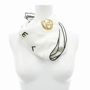 シャネル CHANEL スカーフ チーフ ココマーク ジュエリー柄 総柄 ロゴ 白 ホワイト /GV ☆AA★ レディース