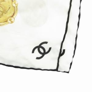 シャネル CHANEL スカーフ チーフ ココマーク ジュエリー柄 総柄 ロゴ 白 ホワイト /GV ☆AA★ レディース