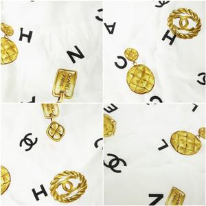 シャネル CHANEL スカーフ チーフ ココマーク ジュエリー柄 総柄 ロゴ 白 ホワイト /GV ☆AA★ レディース