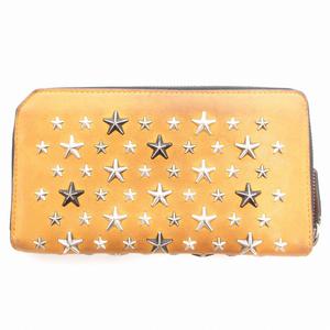 ジミーチュウ JIMMY CHOO 長財布 ラウンドファスナー スタースタッズ レザー 黄 イエロー /UD メンズ