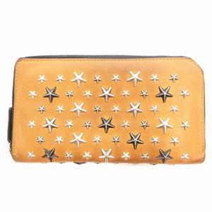 ジミーチュウ JIMMY CHOO 長財布 ラウンドファスナー スタースタッズ レザー 黄 イエロー /UD メンズ