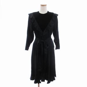 美品✨ ディオールフリル ワンピ―スシルクAラインフレア黒9上品