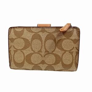 コーチ COACH 二つ折り財布 ウォレット シグネチャー柄 ベージュ ■WY レディース