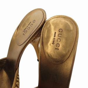 GUCCI ベージュ ロゴ入りミュール ヒール約8cm GUCCI ベージュ ロゴ入りミュール ヒール約8cm