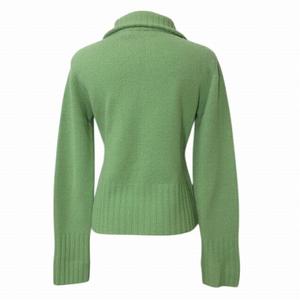 ポロジーンズ ラルフローレン POLO JEANS ニットジャケット ロゴ ビジュー ジップアップ ウール S 緑 グリーン X レディース