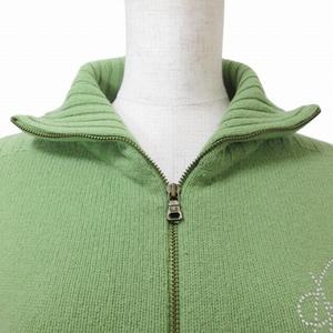 ポロジーンズ ラルフローレン POLO JEANS ニットジャケット ロゴ ビジュー ジップアップ ウール S 緑 グリーン X レディース