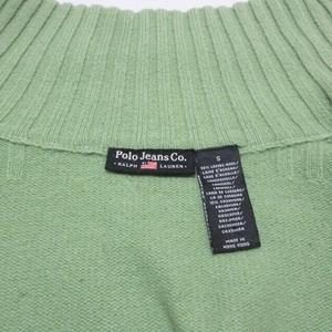 ポロジーンズ ラルフローレン POLO JEANS ニットジャケット ロゴ ビジュー ジップアップ ウール S 緑 グリーン X レディース