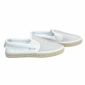 未使用品 ジミーチュウ JIMMY CHOO エスパドリーユ ローファー スリッポン スタッズ 切替 レザー 43 約28cm 白 ホワイト 0604 メンズ