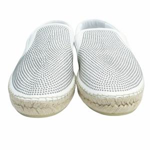 未使用品 ジミーチュウ JIMMY CHOO エスパドリーユ ローファー スリッポン スタッズ 切替 レザー 43 約28cm 白 ホワイト 0604 メンズ