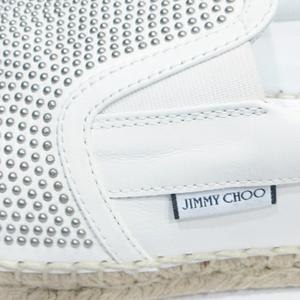 未使用品 ジミーチュウ JIMMY CHOO エスパドリーユ ローファー スリッポン スタッズ 切替 レザー 43 約28cm 白 ホワイト 0604 メンズ