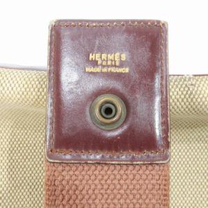 エルメス HERMES ヴィンテージ サコ ショルダーバッグ トワルアッシュ 切替 レザー キャンバス Hロゴ金具 ○J刻印 ベージュ ブラウン 系 ☆AA★ 0803 レディース