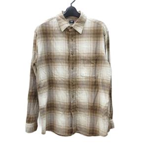 ユニクロ UNIQLO フランネルチェックシャツ レギュラーカラー 茶 ブラウン M メンズ