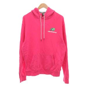 ニューバランス NEW BALANCE パーカー フーディー M ピンク ロゴプリント カンガルーポケット /UO ■YHS16 メンズ