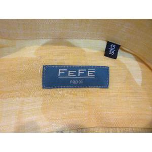 未使用品 FEFE 麻シャツ 長袖イエロー メンズ